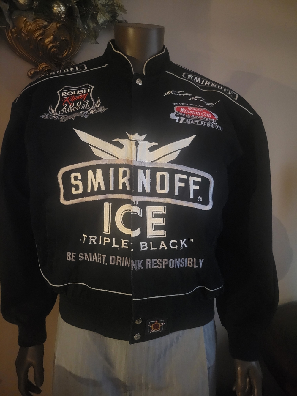 Smirnoff Ice Triple Black Men's Black Racing Jacket